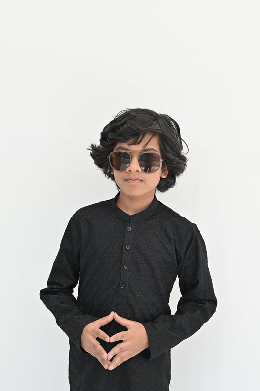 Black Storm Chikankari Kurta Pajama
