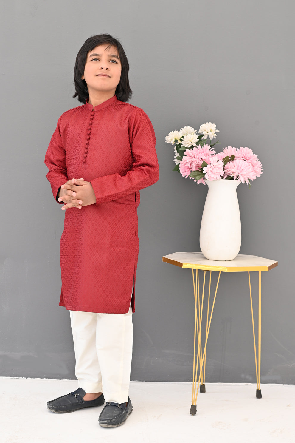 Maroon Ruby Jamawar Kurta Pajama