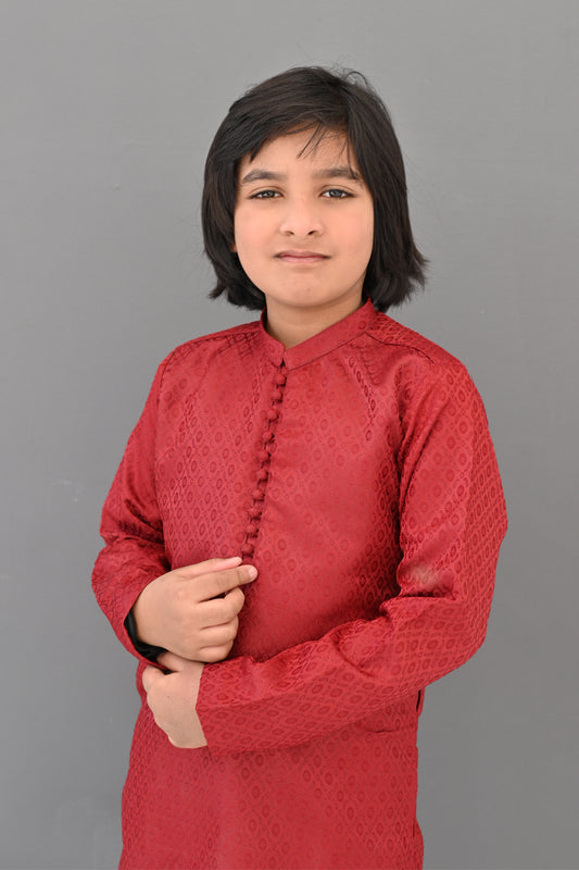 Maroon Ruby Jamawar Kurta Pajama
