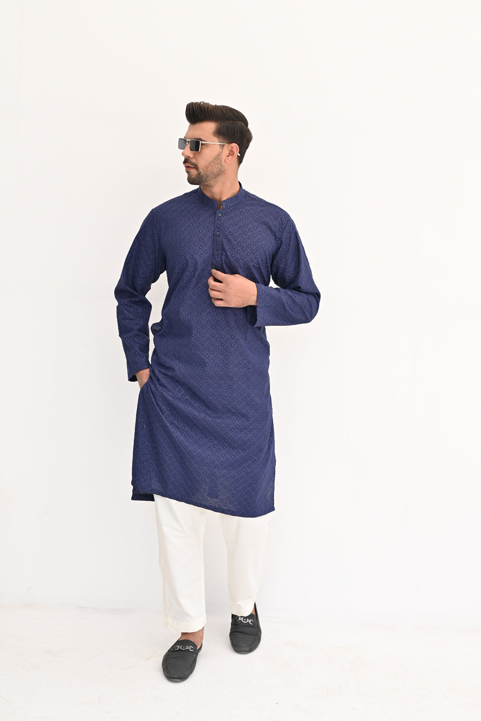 Blue Rush Chikankari Kurta Pajama