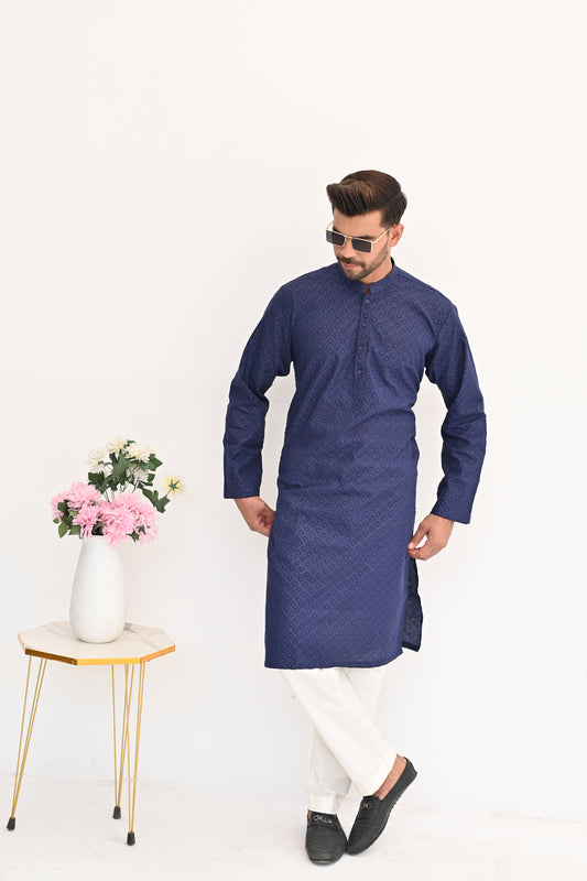 Blue Rush Chikankari Kurta Pajama