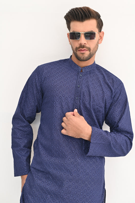 Blue Rush Chikankari Kurta Pajama