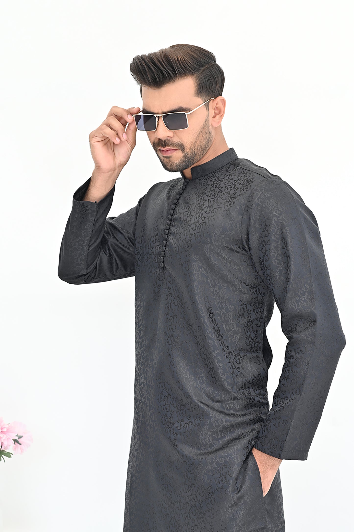 Black Eclipse Jamawar Kurta Pajama