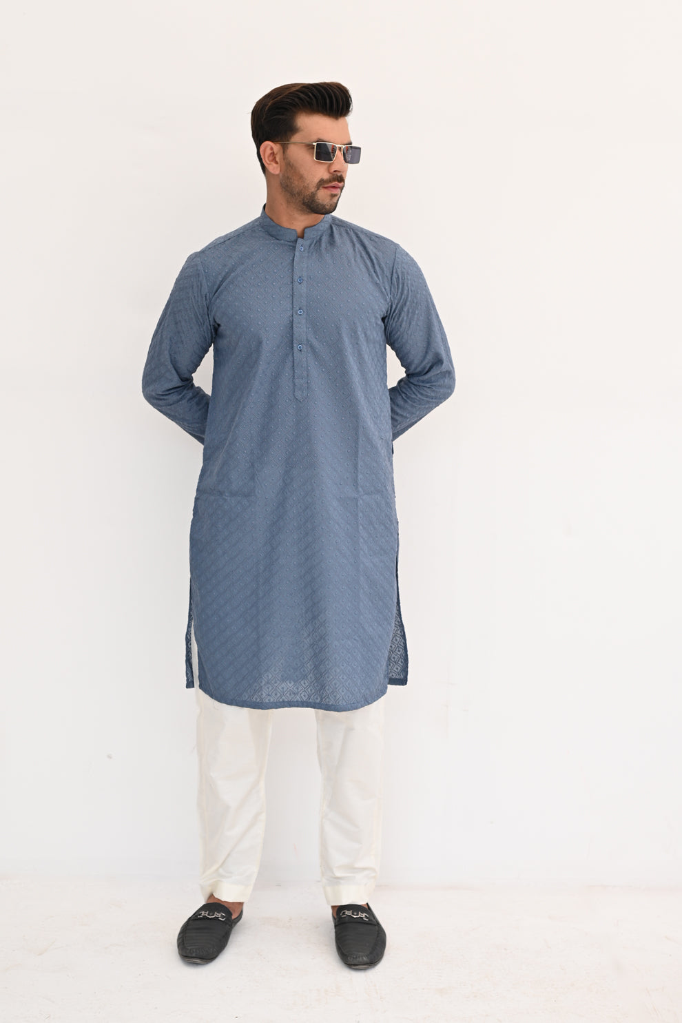 Glacier Blue Chikankari Kurta Pajama