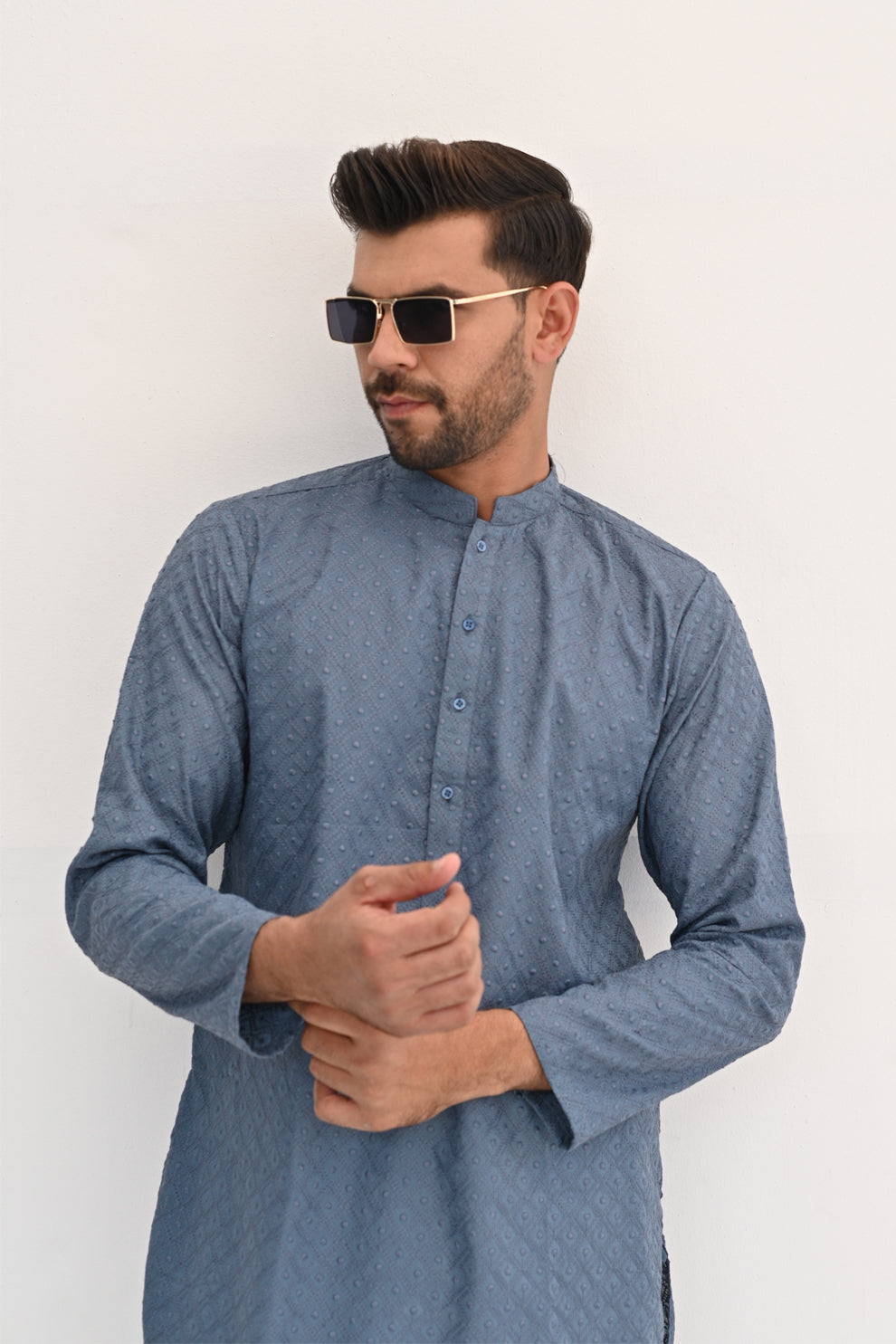 Glacier Blue Chikankari Kurta Pajama