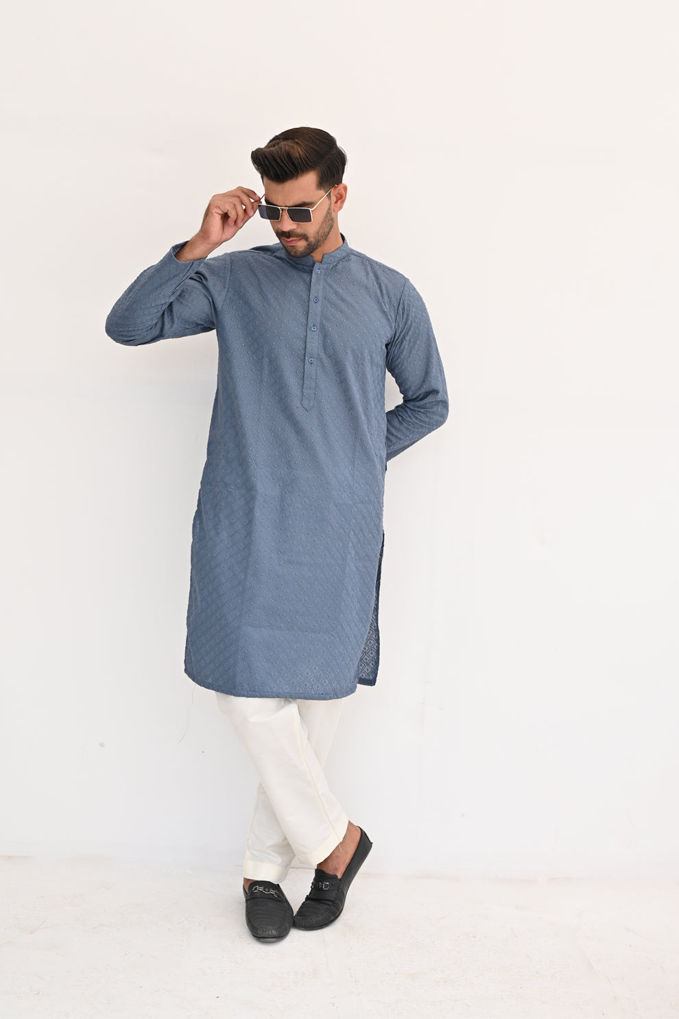 Glacier Blue Chikankari Kurta Pajama