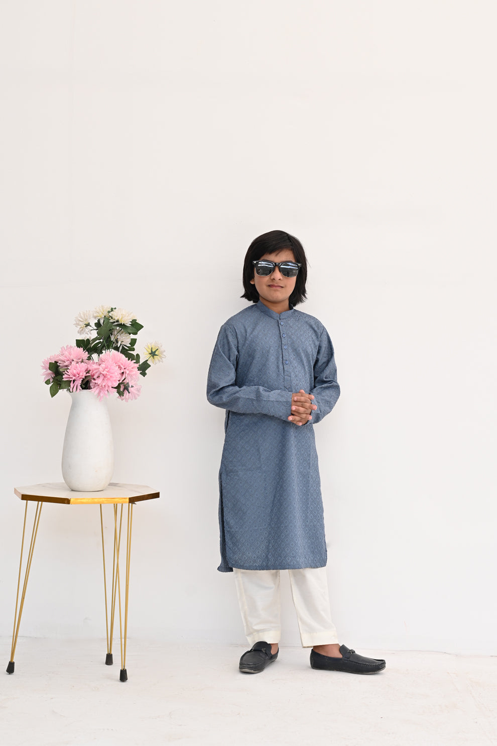 Glacier Blue Chikankari Kurta Pajama