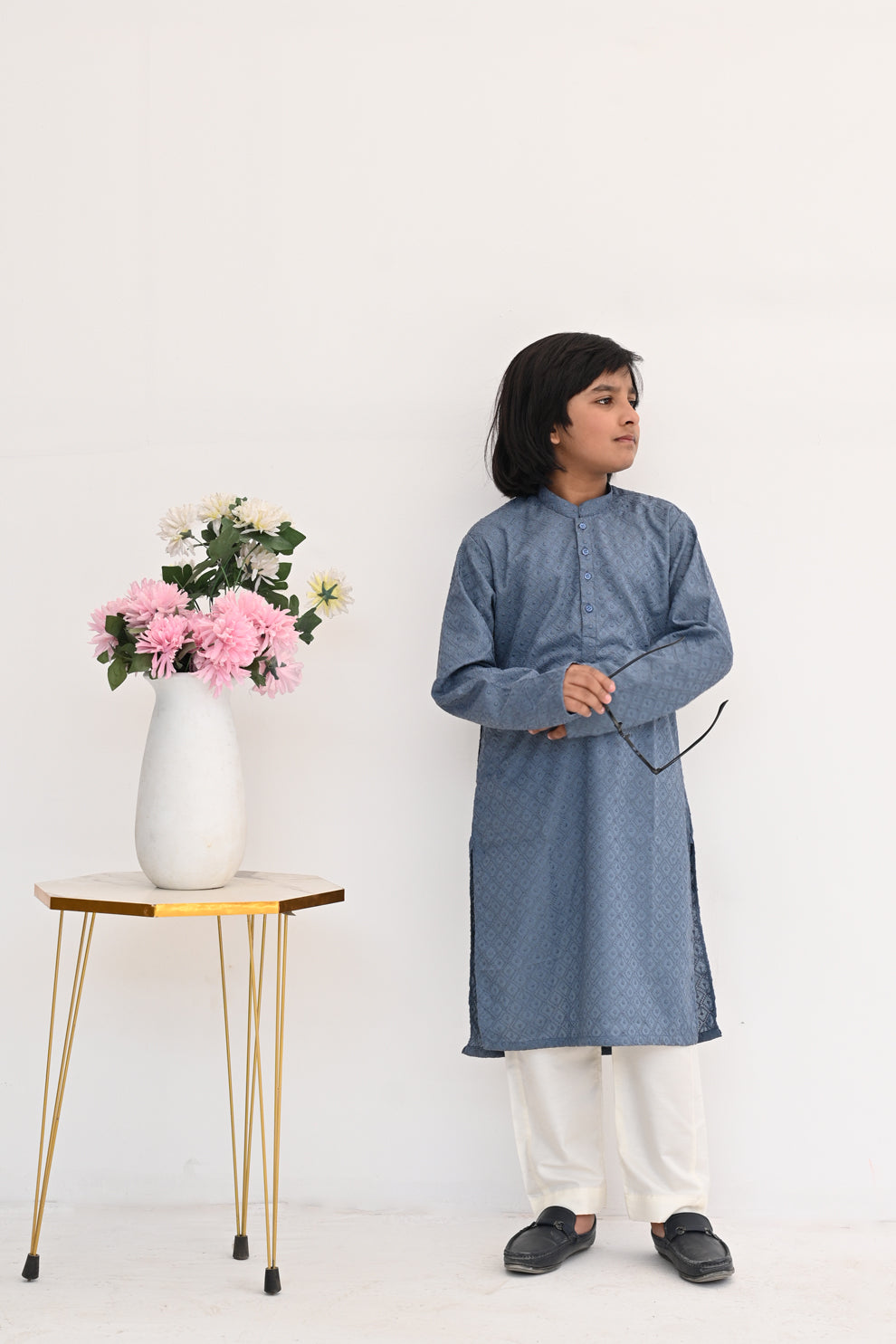 Glacier Blue Chikankari Kurta Pajama