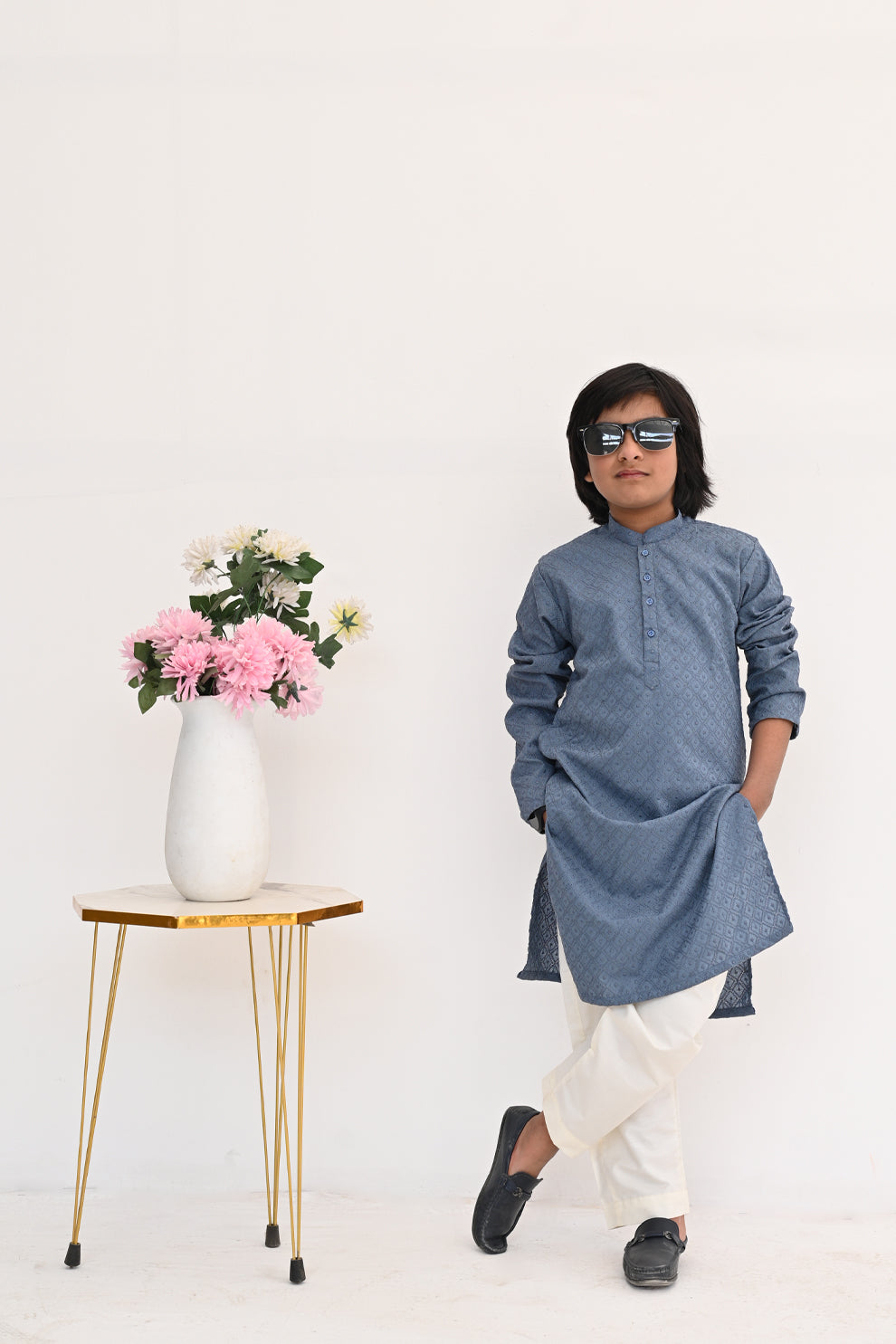 Glacier Blue Chikankari Kurta Pajama