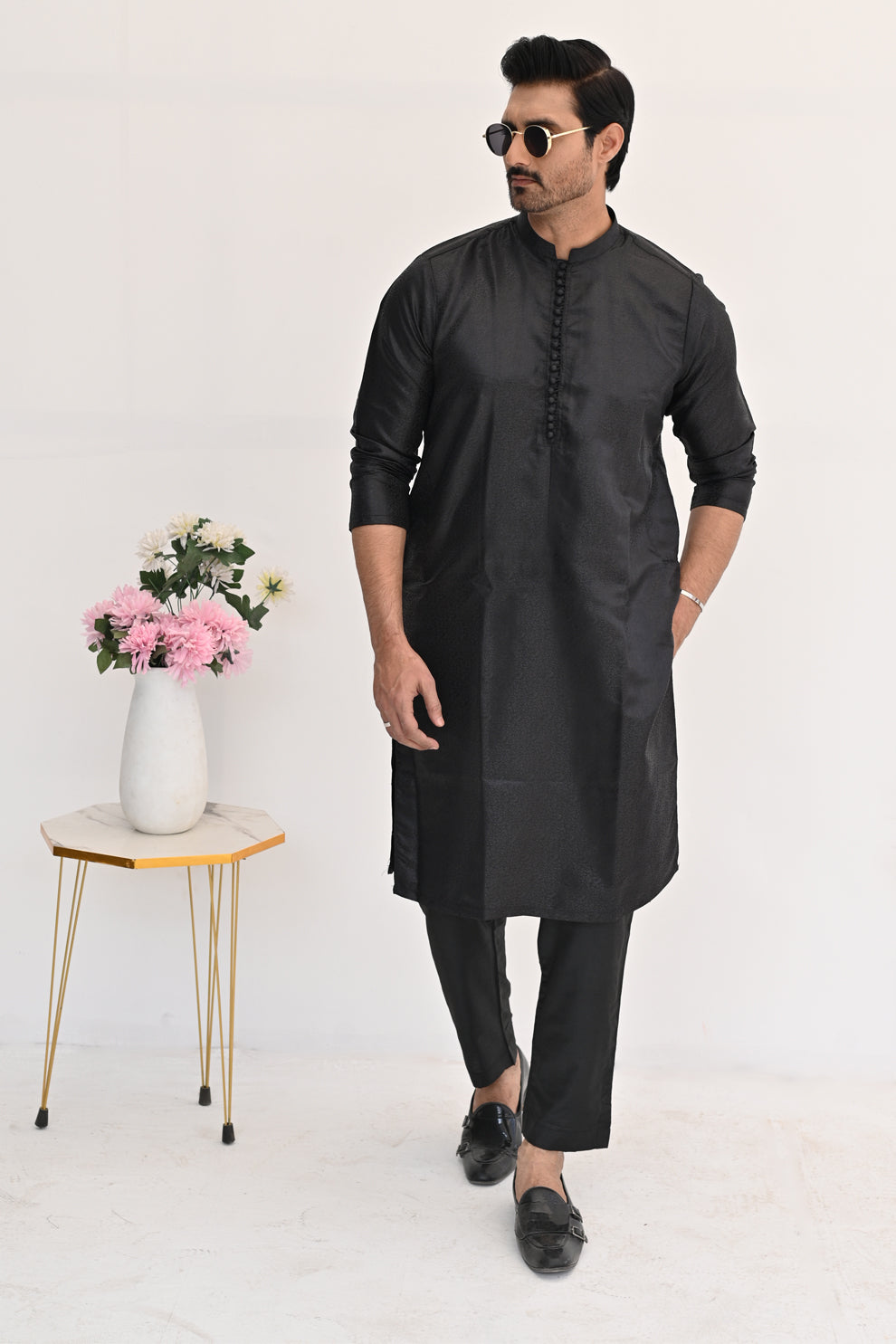 Starlight Black Jamawar Kurta pajama