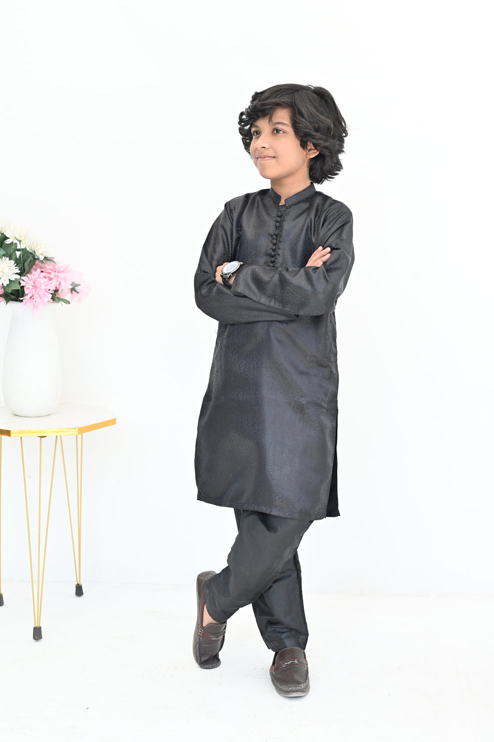 Starlight Black Jamawar Kurta pajama