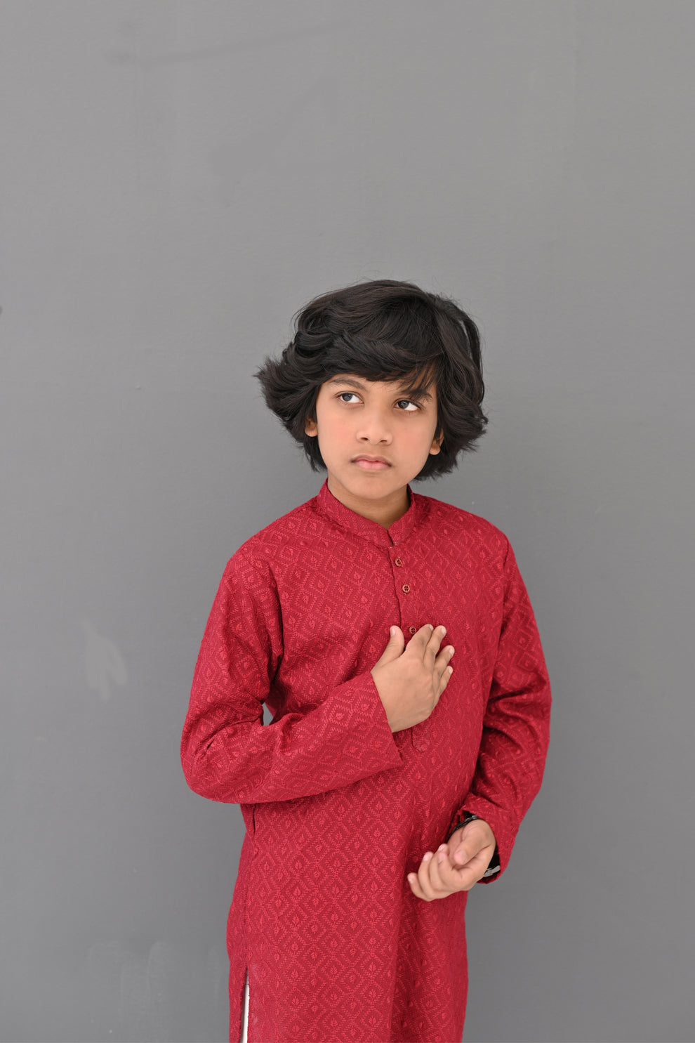 Maroon Flame Chikankari Kurta Pajama