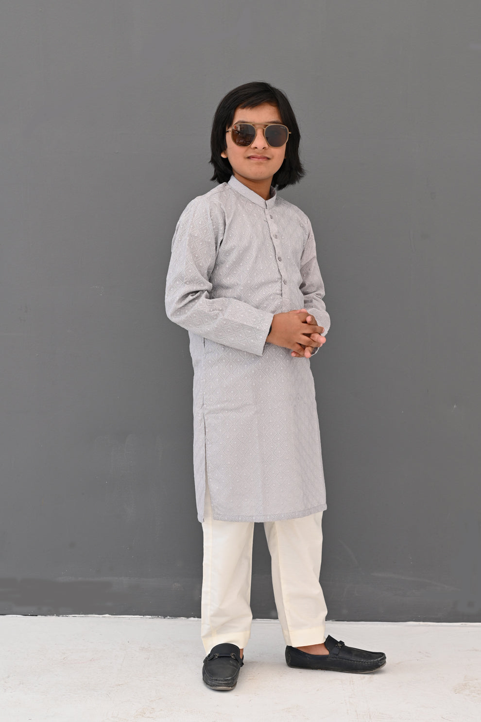 Light Grey Frost Chikankari Kurta Pajama