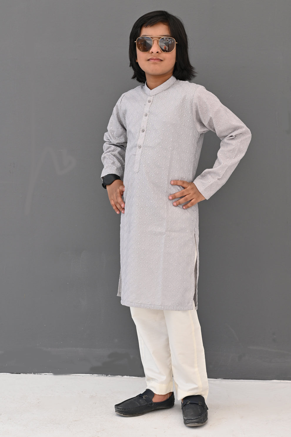 Light Grey Frost Chikankari Kurta Pajama
