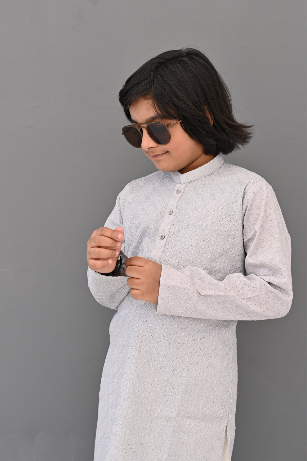 Light Grey Frost Chikankari Kurta Pajama