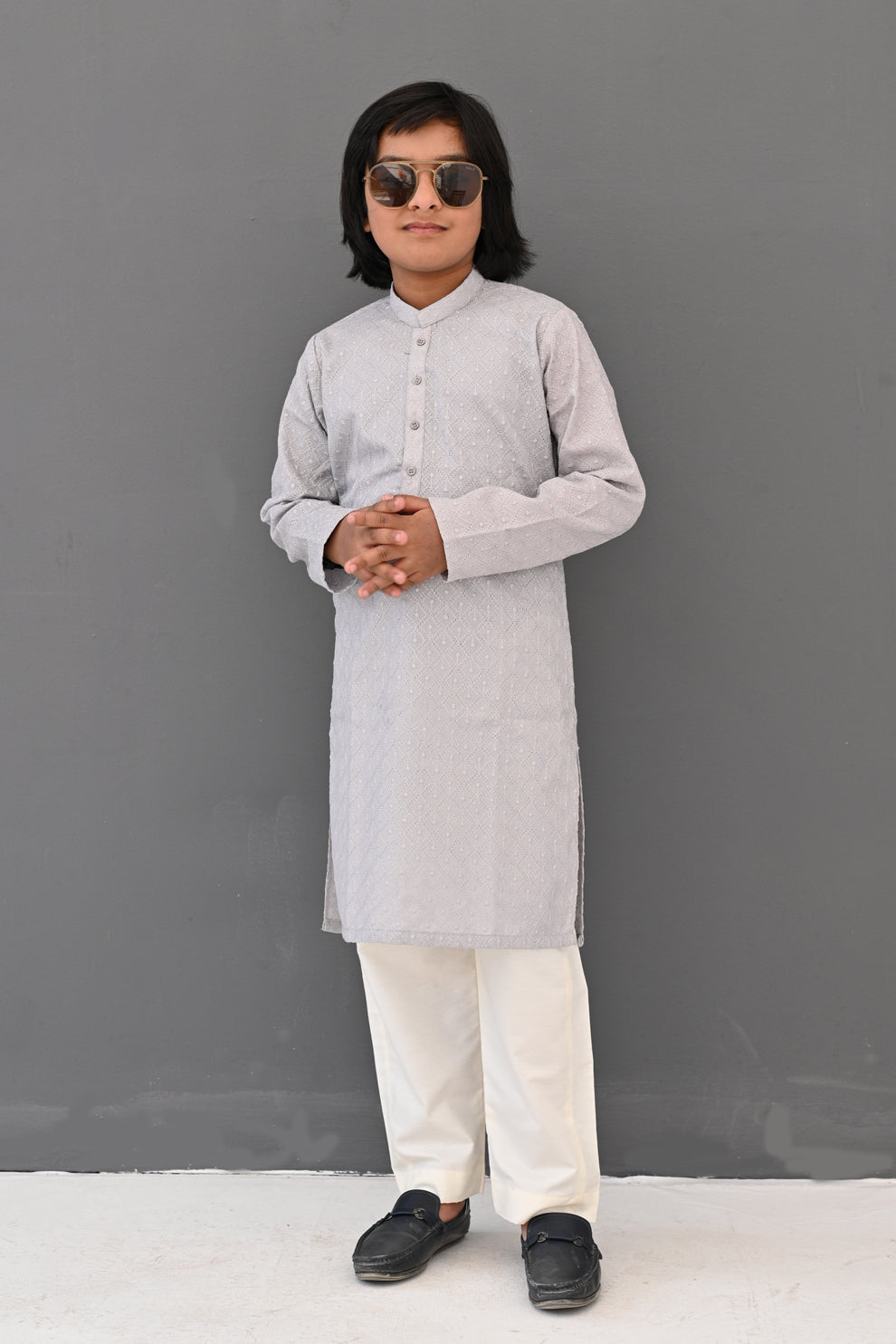 Light Grey Frost Chikankari Kurta Pajama