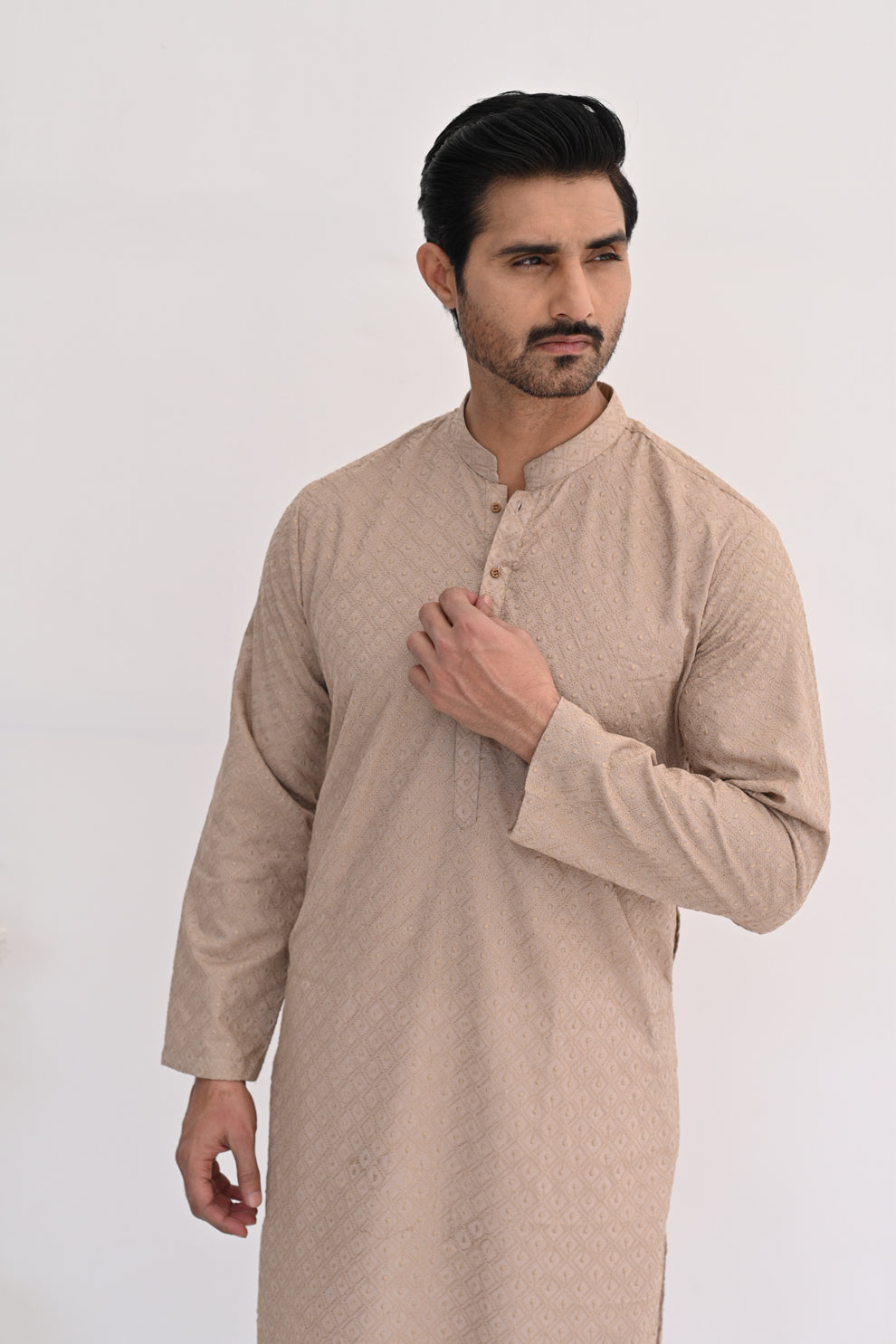 Cream Sand Chikankari Kurta Pajama