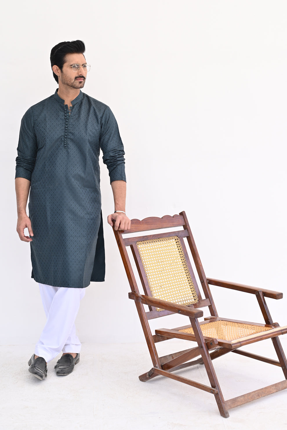 Evergreen Forest Jamawar Kurta Pajama