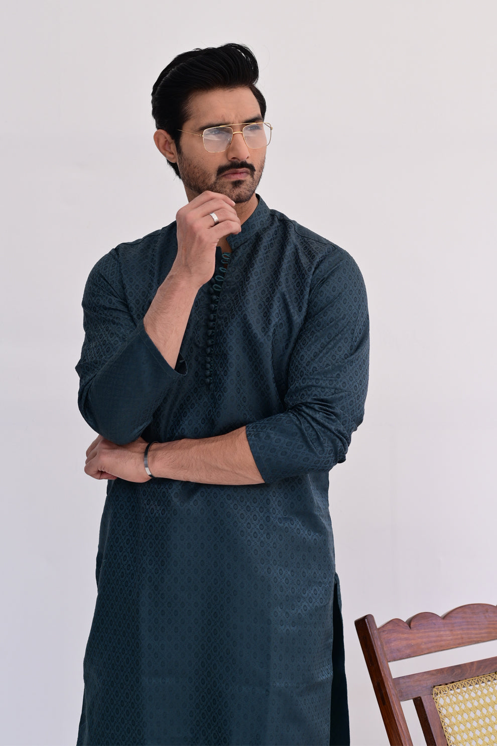 Evergreen Forest Jamawar Kurta Pajama