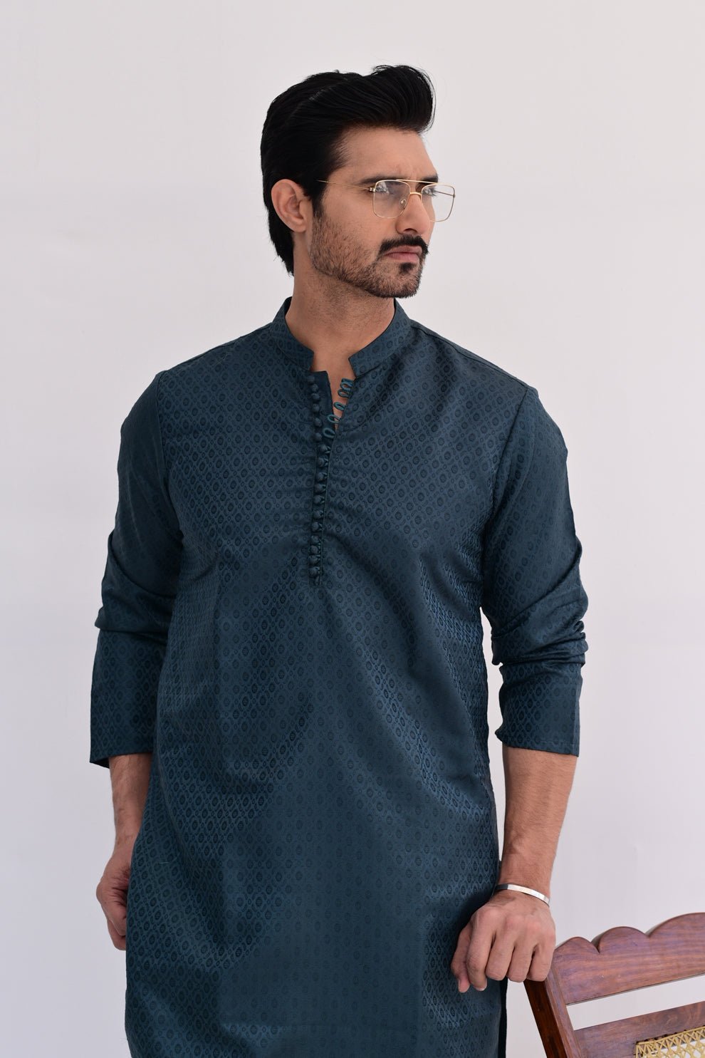 Evergreen Forest Jamawar Kurta Pajama