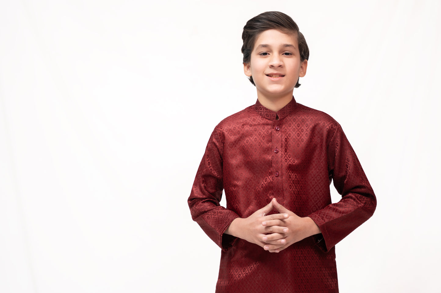 Imperial Maroon Boys Jamawar Kurta Pajama