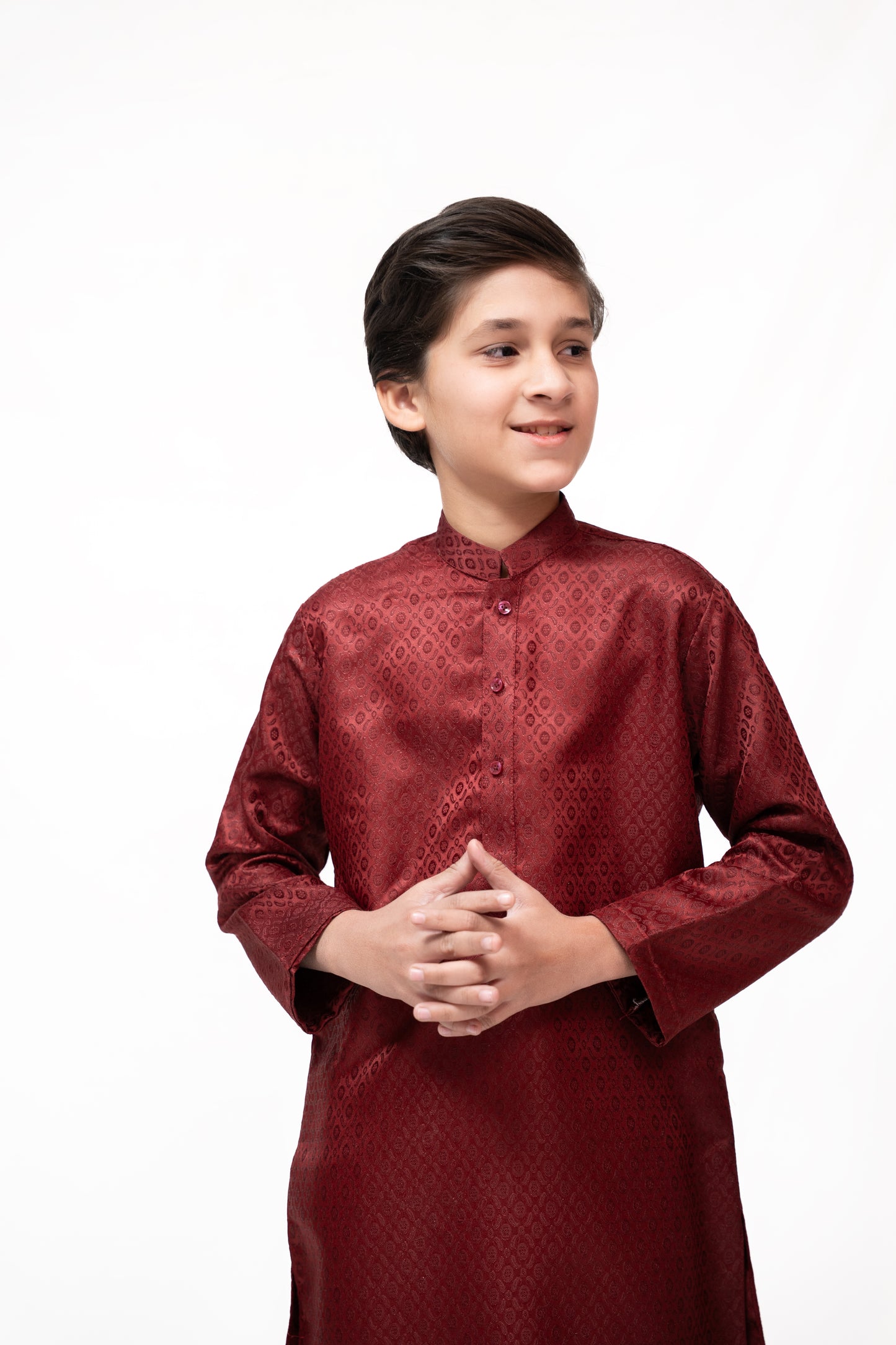 Imperial Maroon Boys Jamawar Kurta Pajama