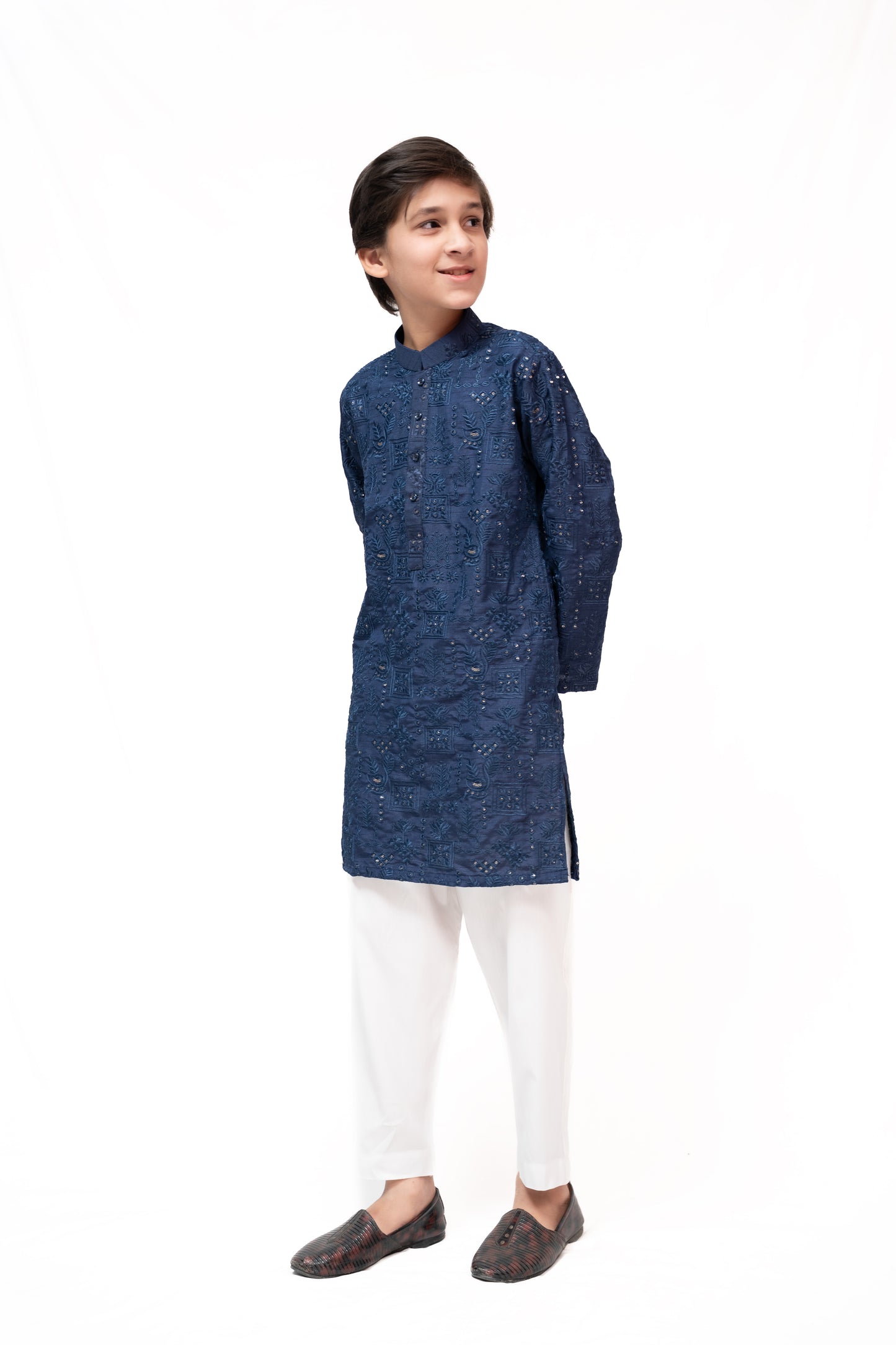 Sapphire Navy Blue Boys Kurta Pajama