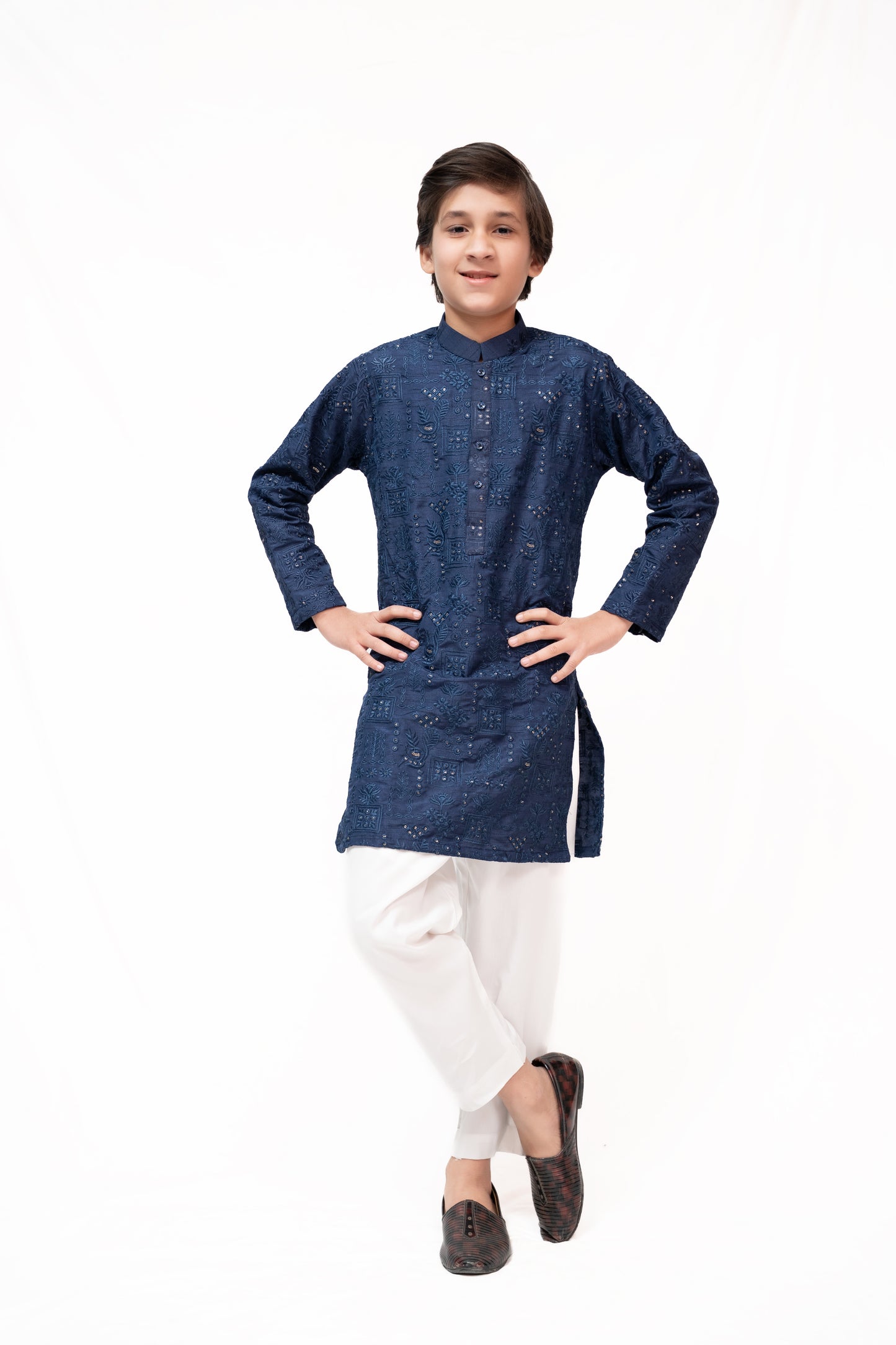 Sapphire Navy Blue Boys Kurta Pajama