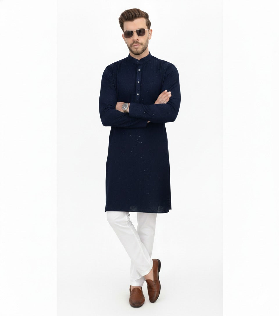 Glistening Navy Kurta Pajama