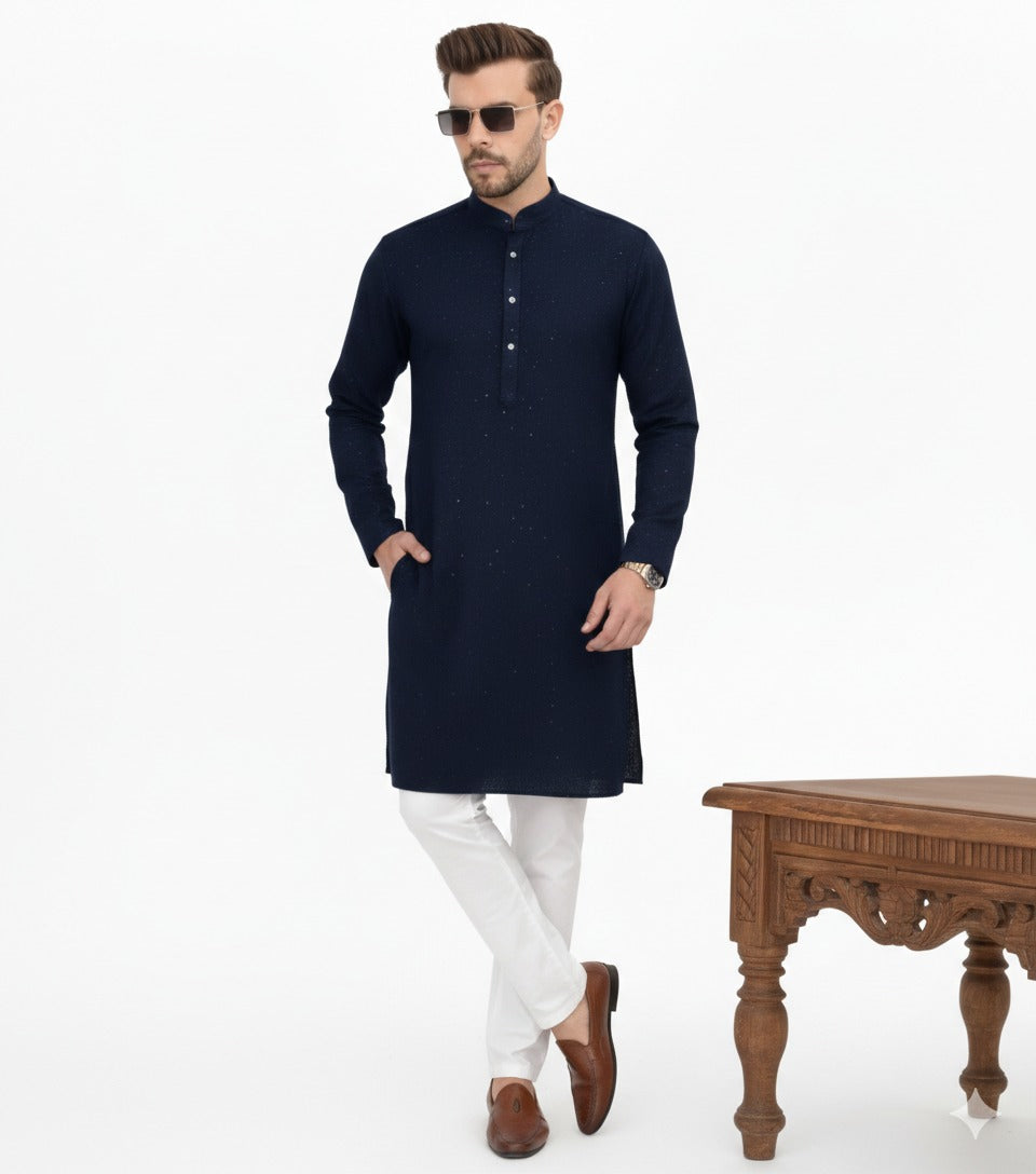 Glistening Navy Kurta Pajama