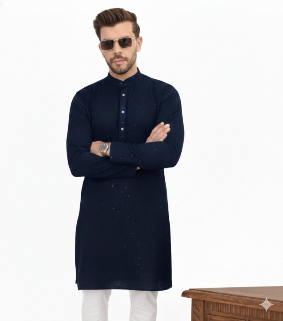 Glistening Navy Kurta Pajama