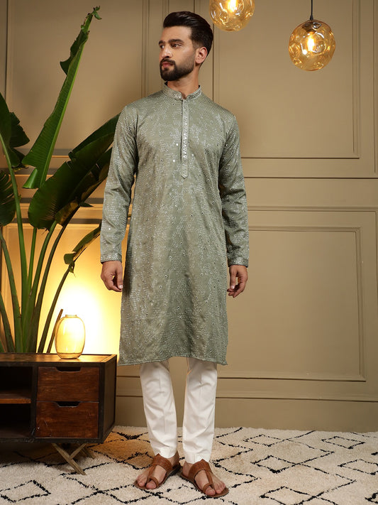 Green Chamak Kurta Pajama