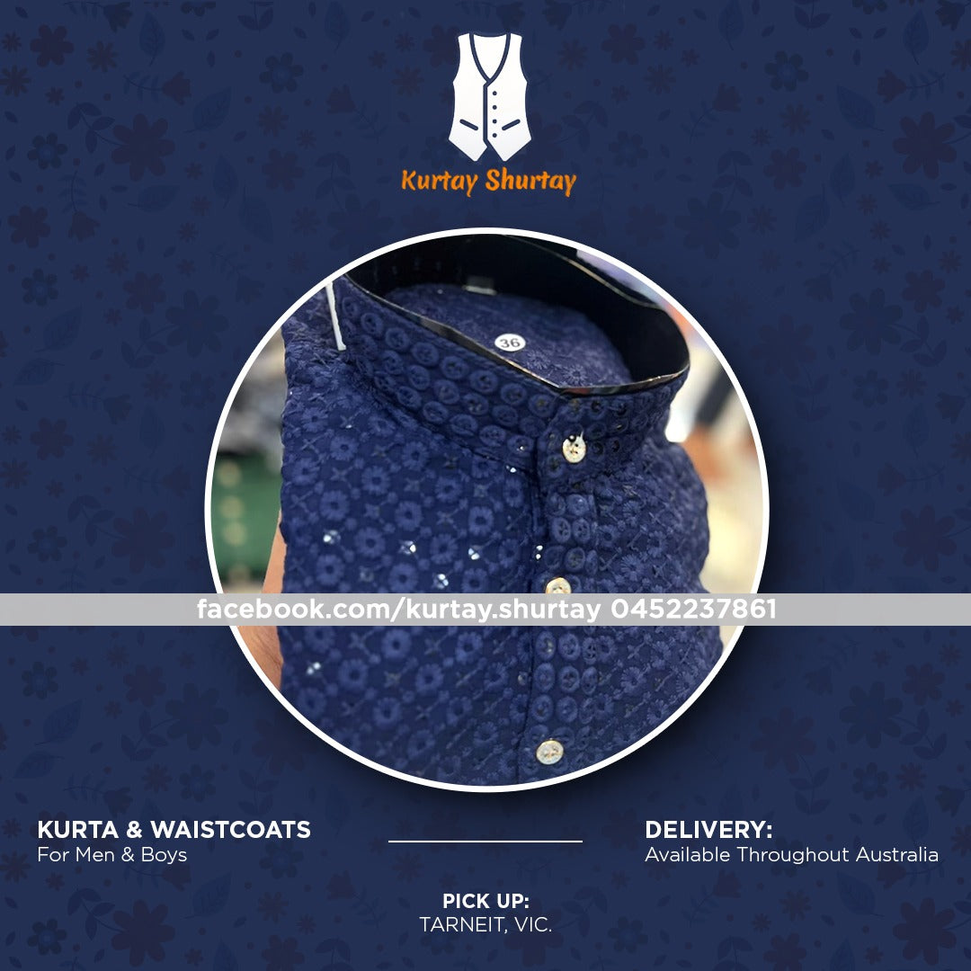 Glistening Navy Kurta Pajama