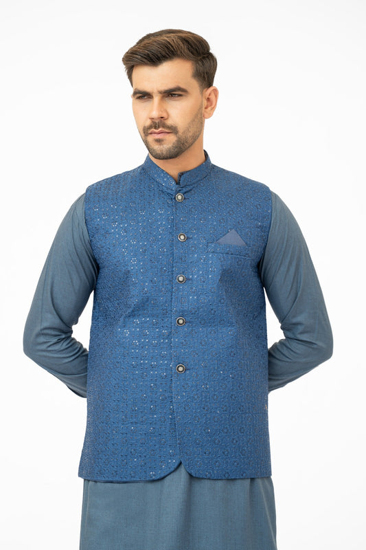 Blue Sequins Waistcoat