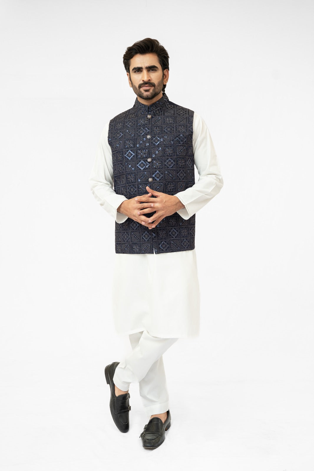 Navy Blue Squared Waistcoat