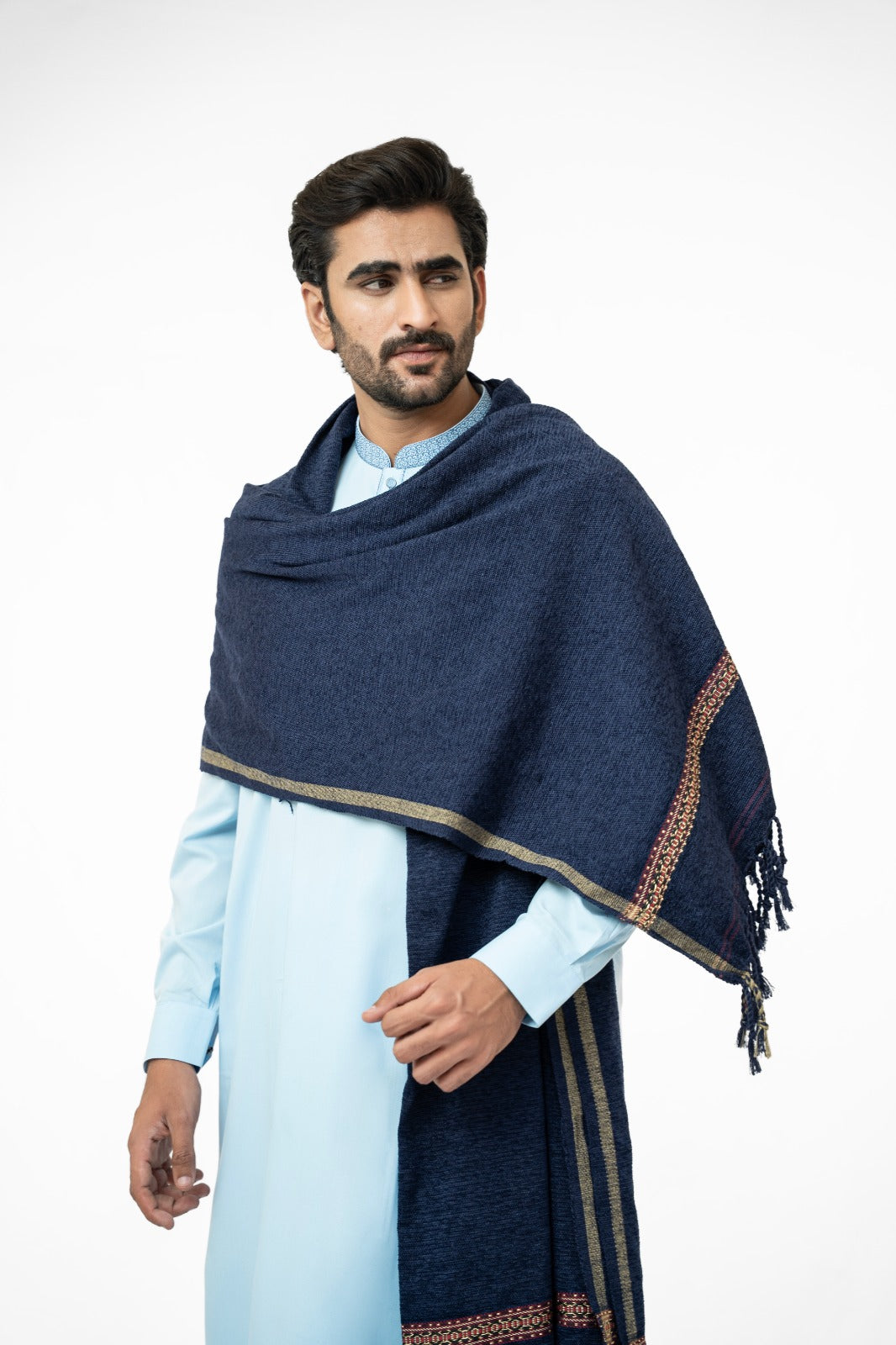 Navy Drape Shawl