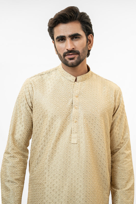 Zar Golden Sequins Kurta Pajama