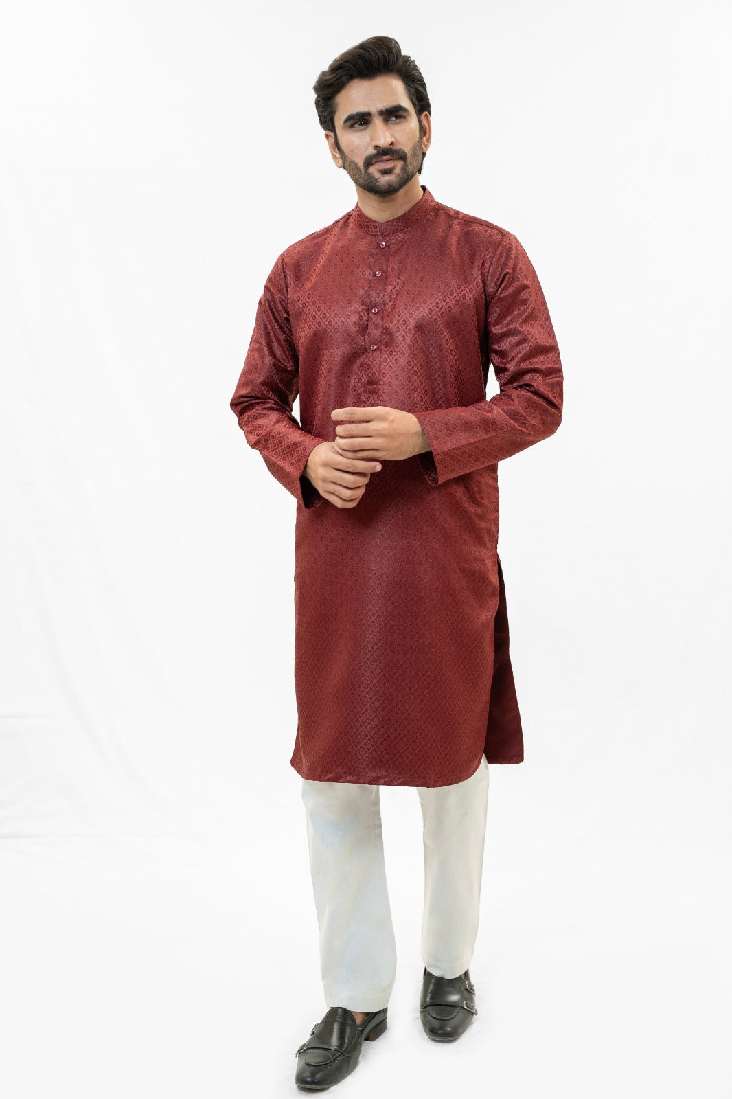 Imperial Maroon Jamawar Kurta Pajama