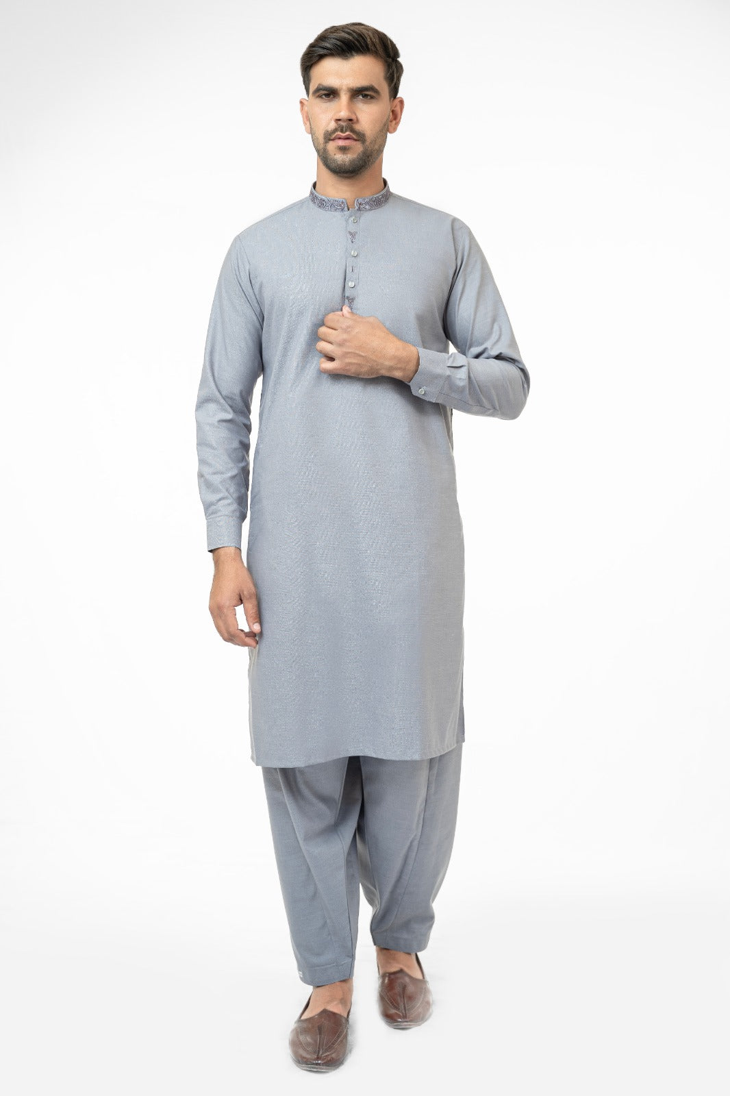 Grey Purple Kurta Shalwar