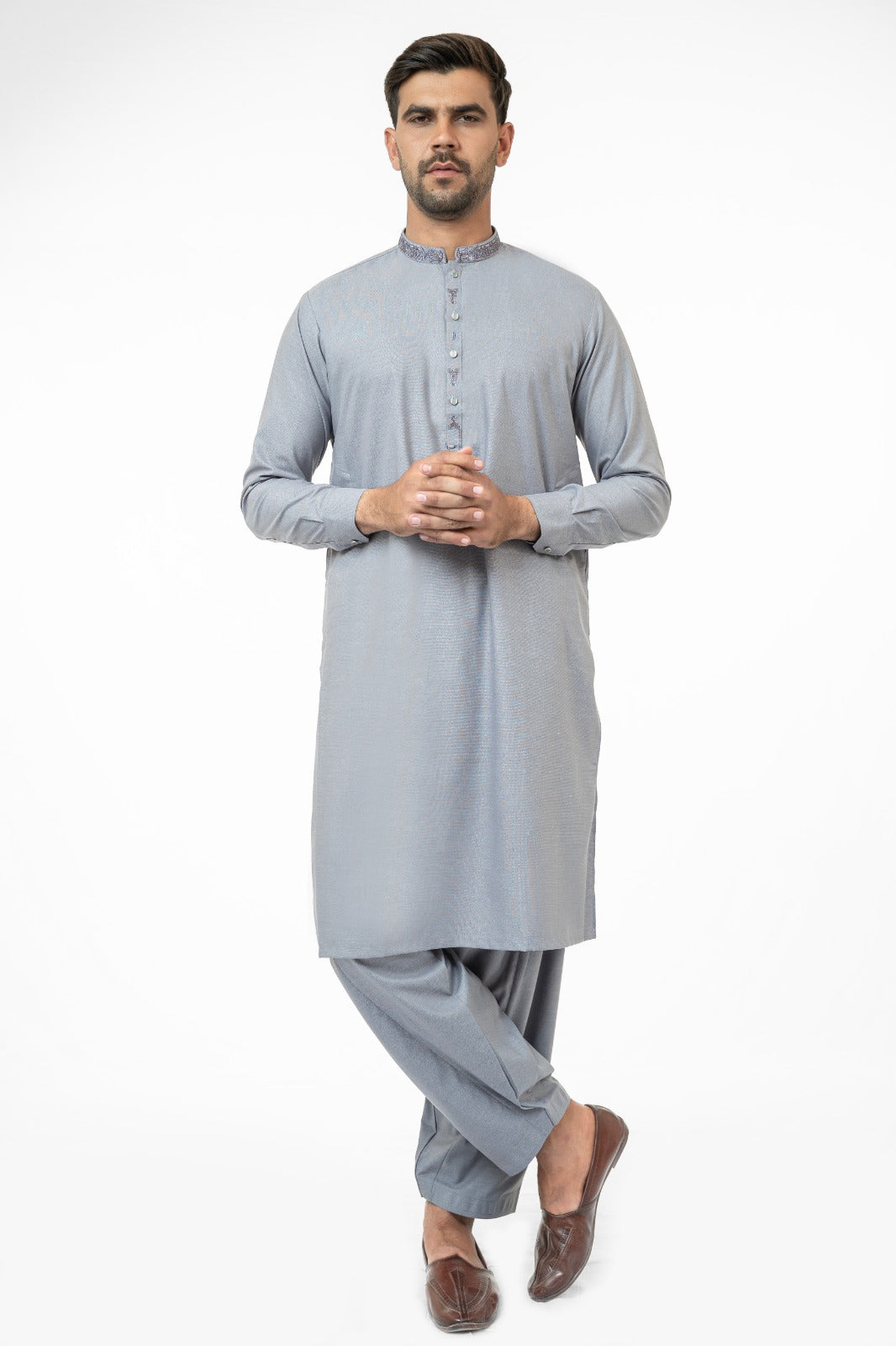 Grey Purple Kurta Shalwar