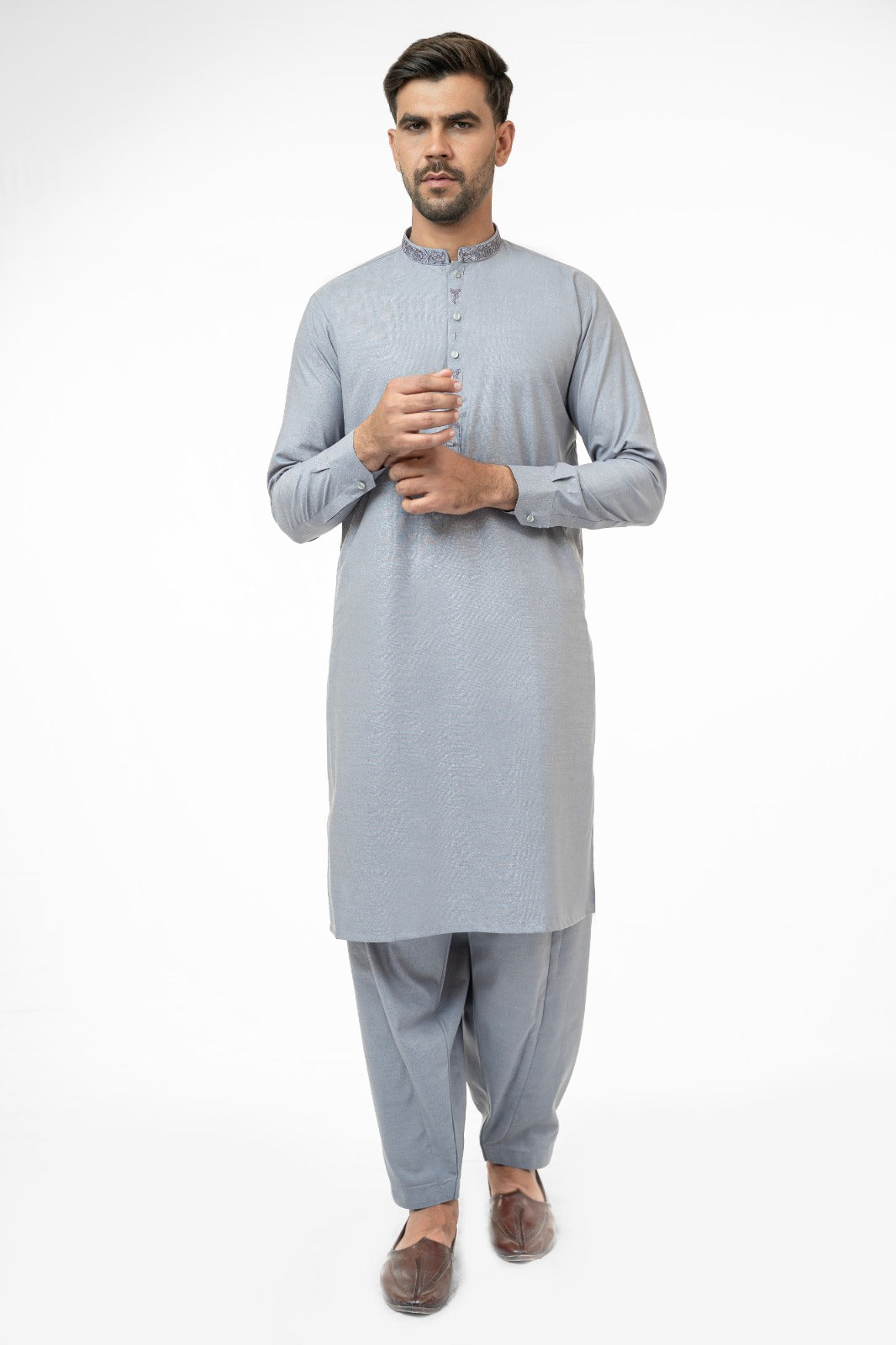 Grey Purple Kurta Shalwar