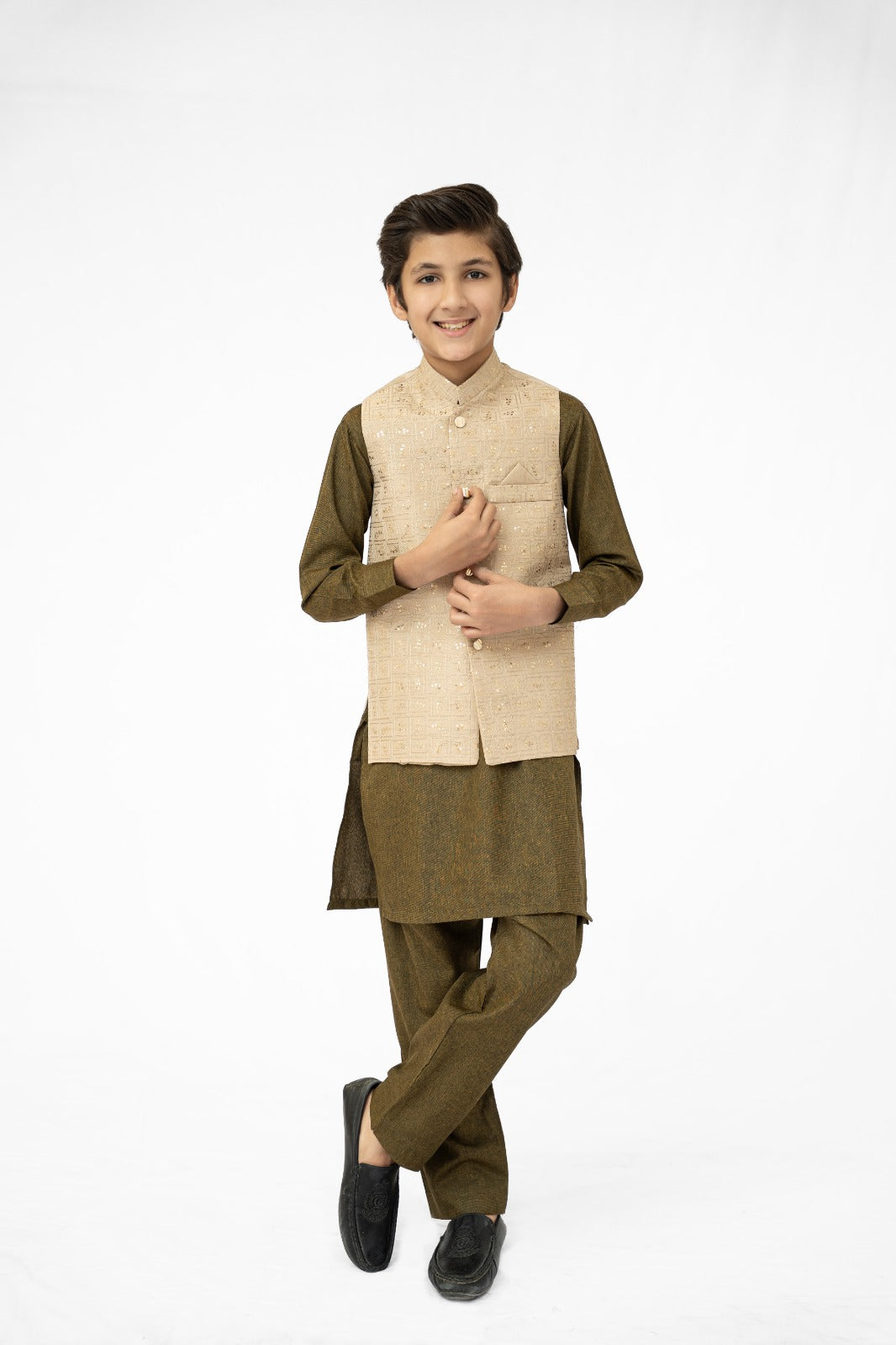 Golden Sequins Boys Waistcoat