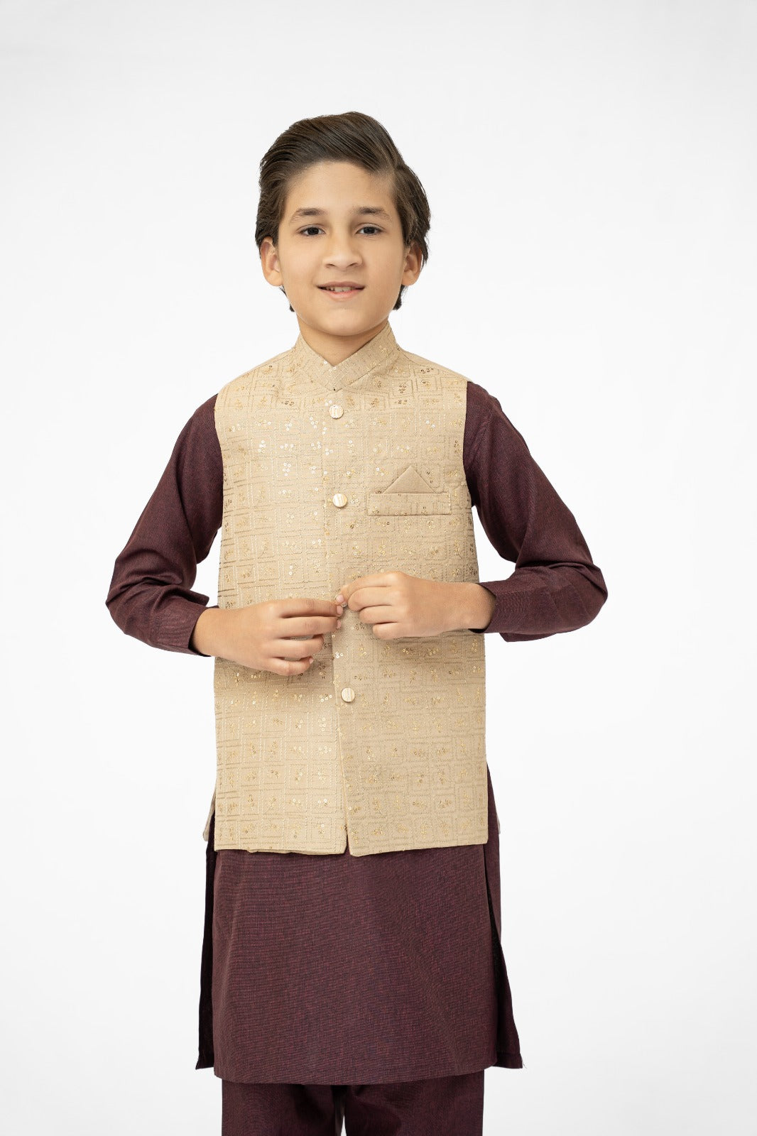 Golden Sequins Boys Waistcoat