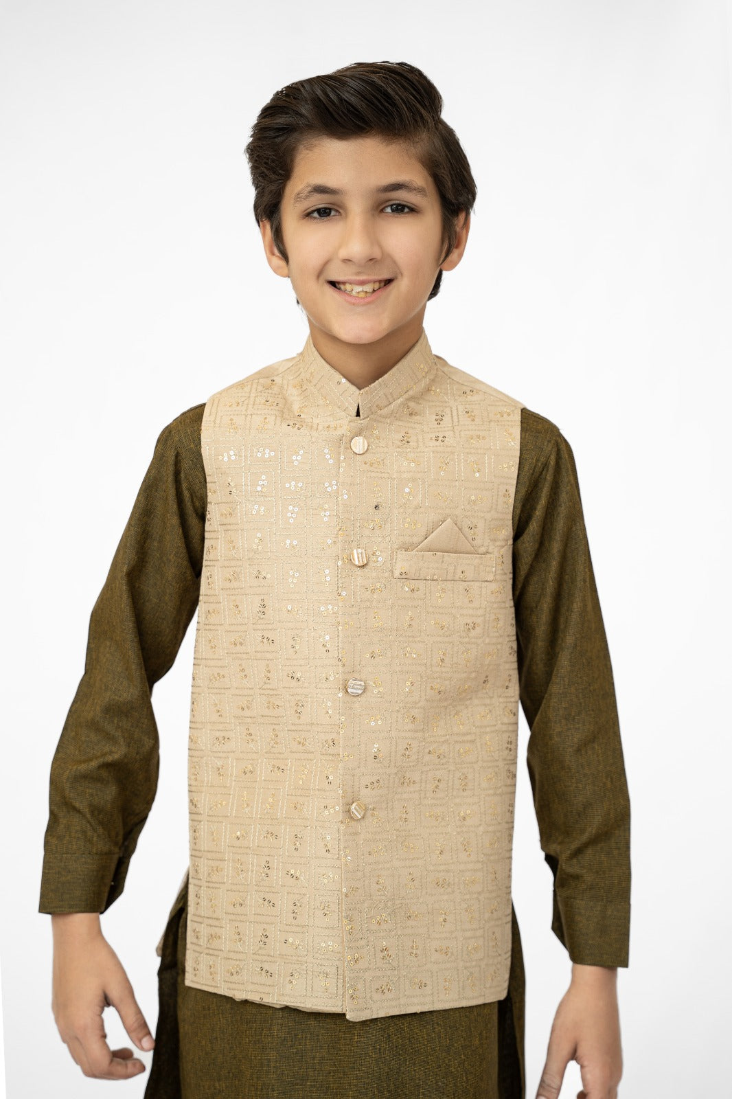 Golden Sequins Boys Waistcoat