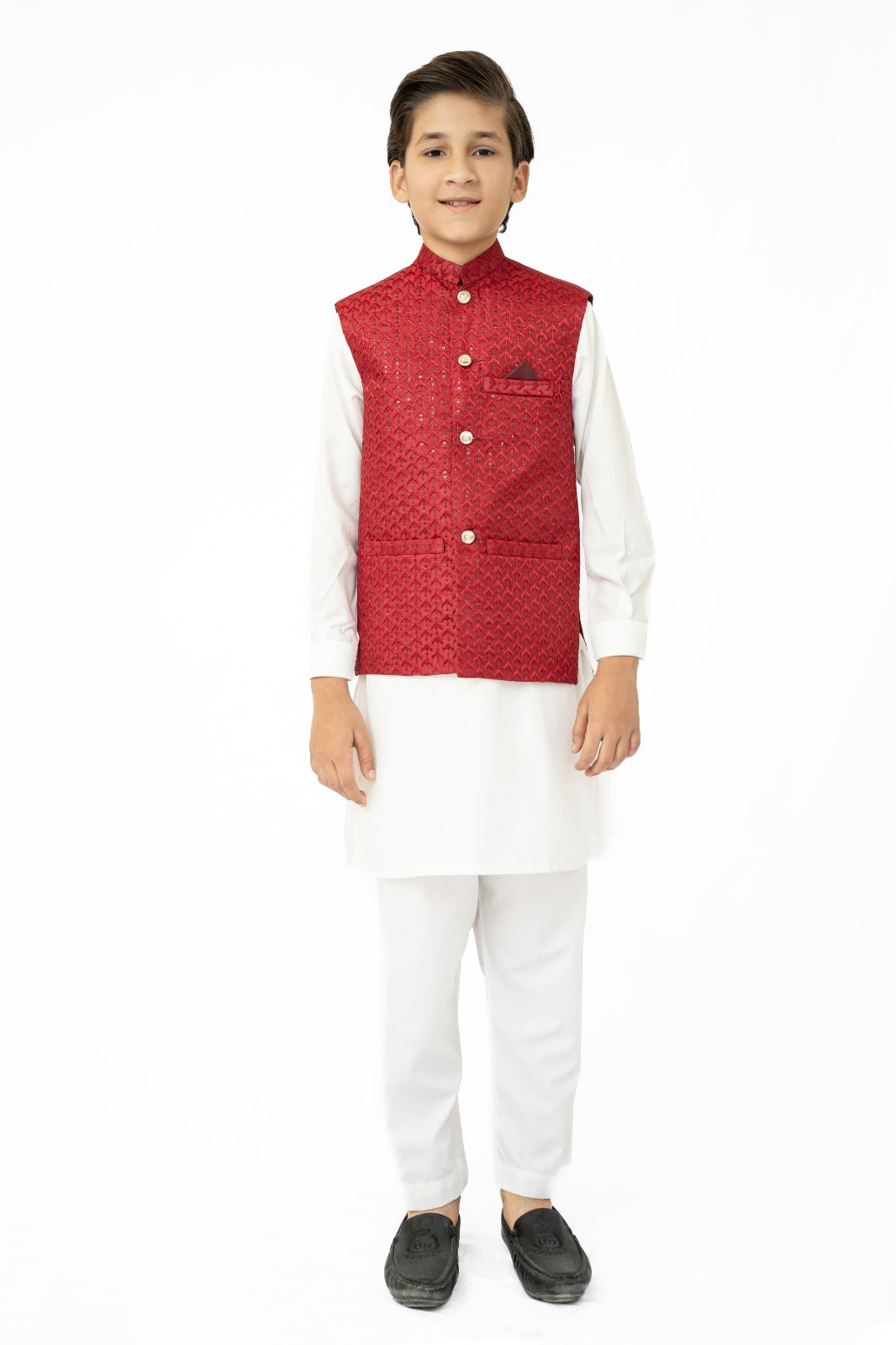 Red Sequins Boys Waistcoat