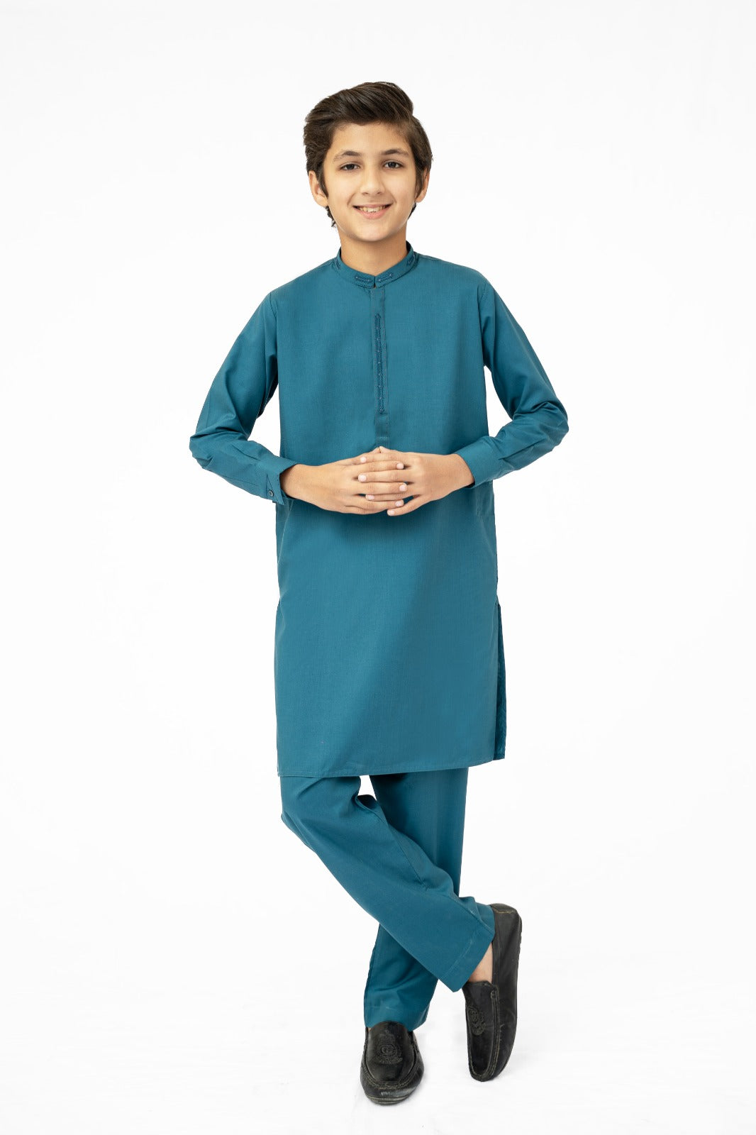 Teal Blue Boys Kurta Pajama
