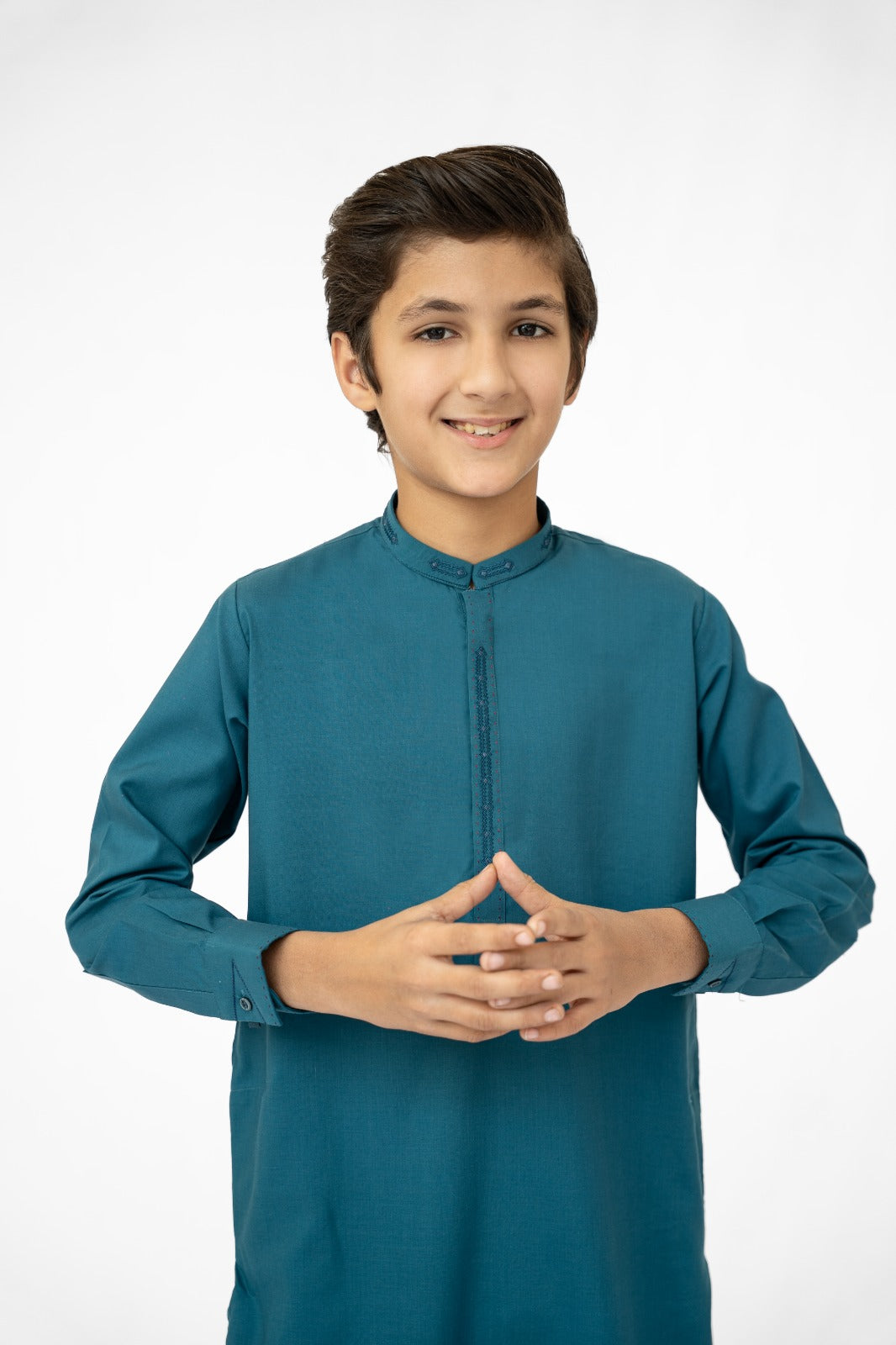 Teal Blue Boys Kurta Pajama