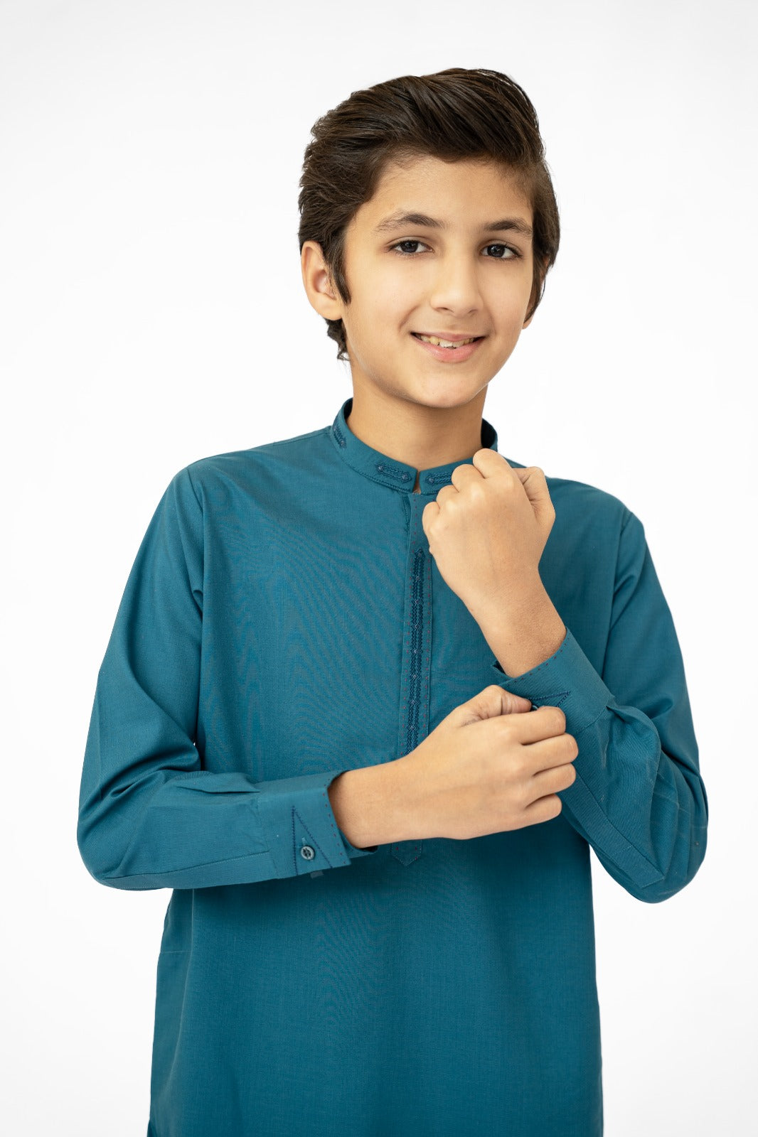 Teal Blue Boys Kurta Pajama
