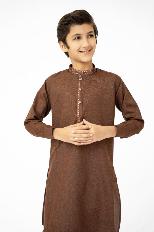 Earthy Brown Boys Kurta Pajama
