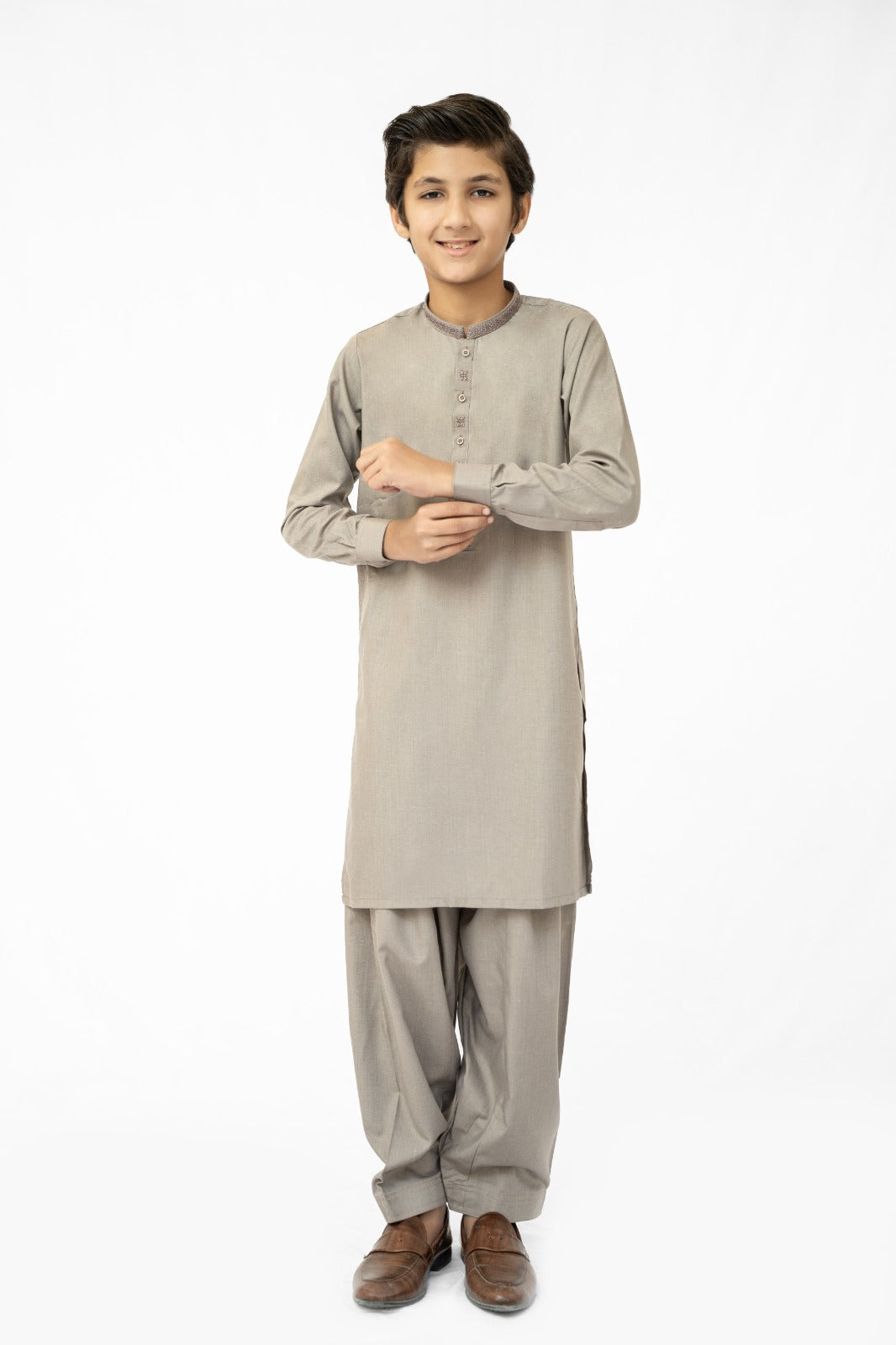Light Taupe Boys Kurta Shalwar